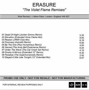 Erasure - The Violet Flame Unreleased Remixes - Original Test Pressing