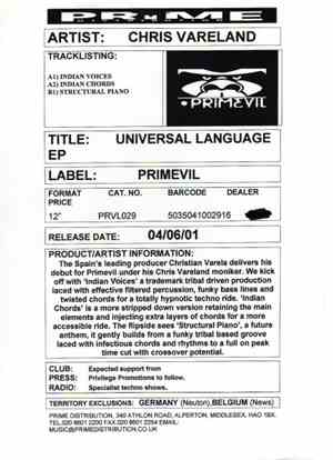 Chris Vareland - Universal Language E.P.