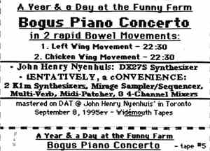 tENTATIVELY, a cONVENIENCE & John Henry Nyenhuis - A Year & A Day At The Funny Farm - Bogus Piano Concerto In 2 Rapid Bowel Movements