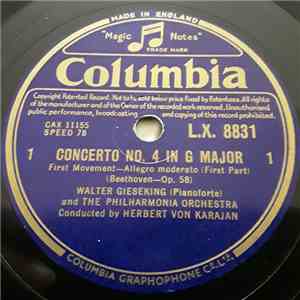 Beethoven, Walter Gieseking - Concerto No. 4 In G Major