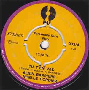 Alain Barriere - Noelle Cordier - Tu T'en Vas / Un Poete