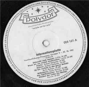 Various - Informationsplatte Veröffentlichungsprogramm Oktober V - 30. 10. 1961 U-Musik