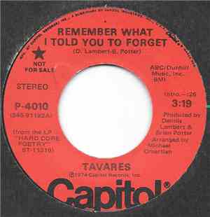 Tavares - Remember What I Told You To Forget