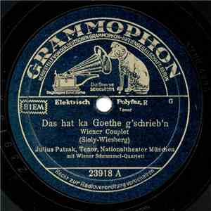 Julius Patzak - Das Hat Ka Goethe G'schieb'n / Mei Muatterl War A Wienerin
