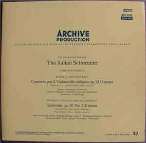 Luigi Boccherini - VIII. Research Period - The Italian Settecento / Series A: The Concerto / Series D: The Solo and Trio Sonata