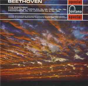 Beethoven, Leipzig Gewandhaus Orchestra, Franz Konwitschny / Vienna Symphony Orchestra, Christoph von Dohnányi - Five Overtures: Egmont, Op. 84: Coriolan, Op. 62: Fidelio, Op. 72c: Prometheus, Op. 43: Leonore No. 3, Op. 72b