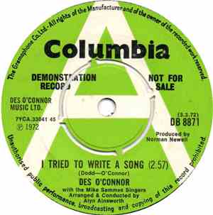 Des O'Connor - I Tried To Write A Song