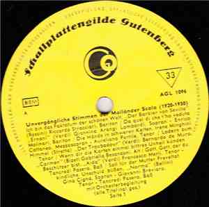 Various - Unvergängliche Stimmen Der Mailänder Scala (1920 - 1930)