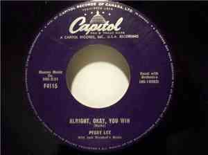 Peggy Lee With Jack Marshall's Music - Alright, Okay, You Win