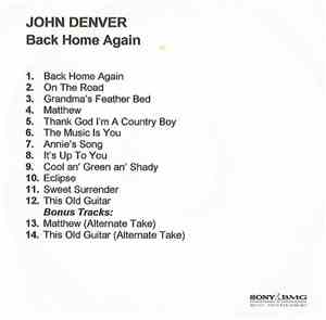 John Denver - Back Home Again